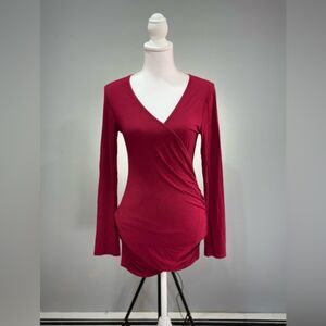SALE! Brick Red Allegrace Long Wrap Tunic Size M EUC